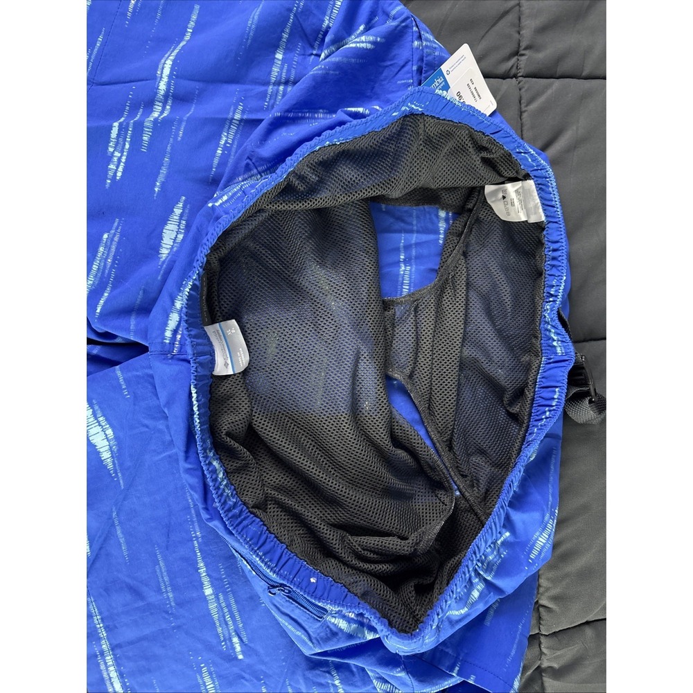 Columbia Flatwater Run Swim Shorts XL Blue Print 8inch Inseam Belt - Picture 7 of 10